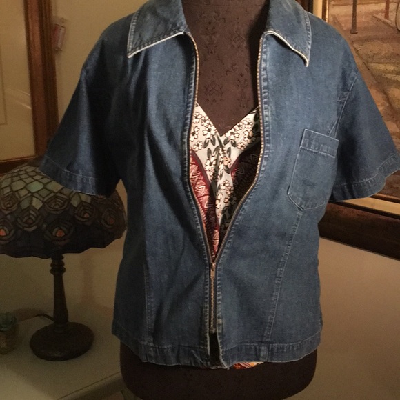 Talbots Jackets & Blazers - Talbots Short Sleeve Zip Jean Top